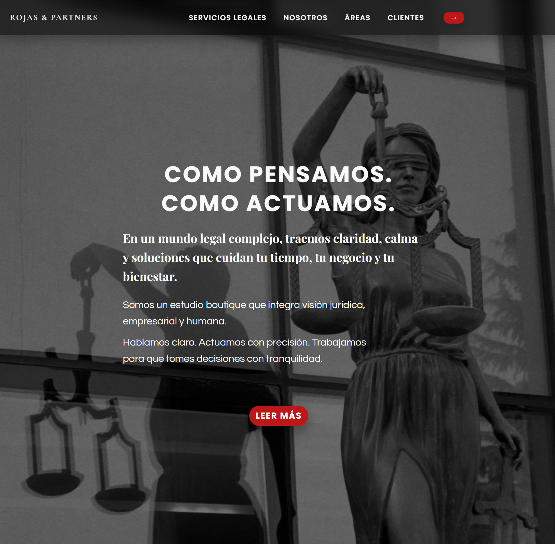 Sitio web corporativo para estudio legal con identidad sobria y enfoque institucional.